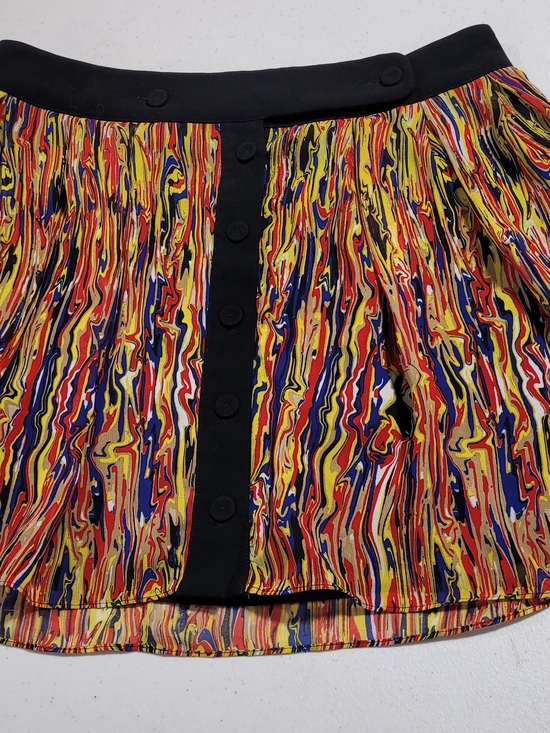 Jonathan Saunders Dresses & Skirts - Women's Multicolor Abstract Print Mini Skirt with Black Button Front